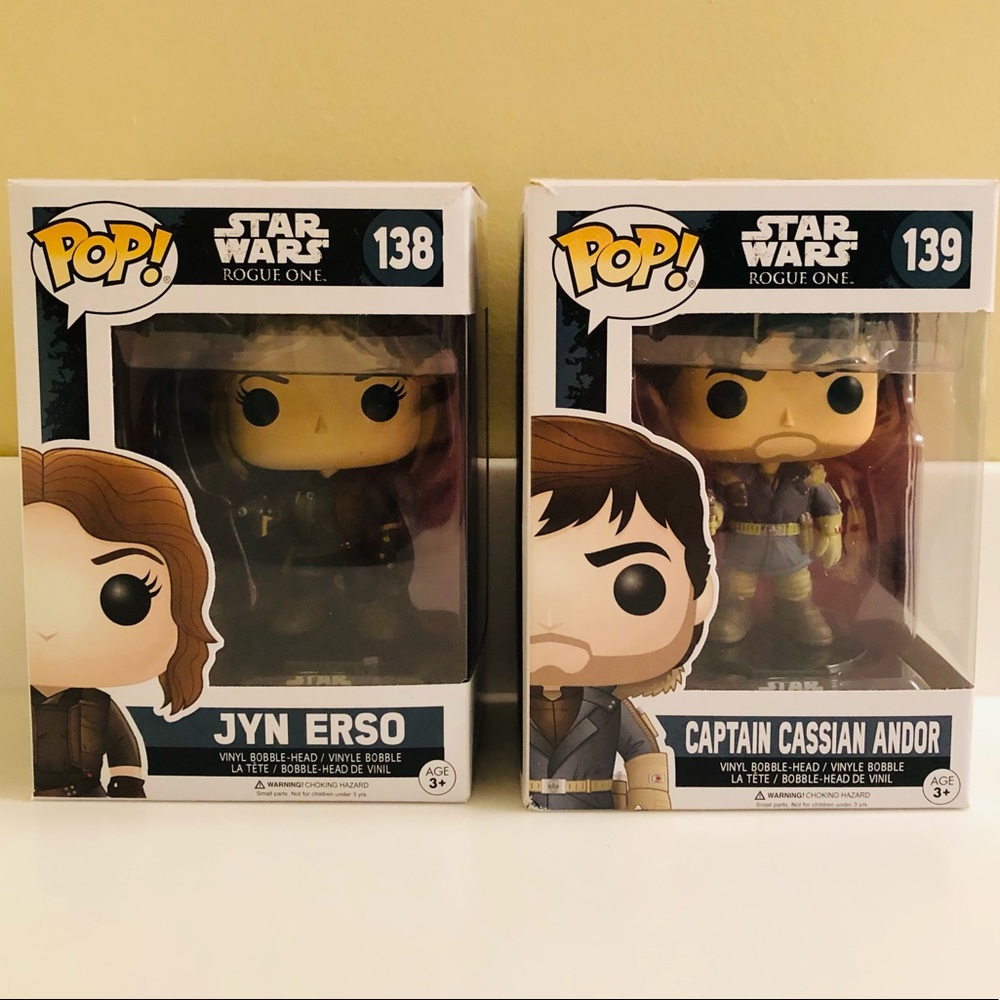 Funko Pop Star Wars Rogue One Bundle #138 JYN ERSO & #139 CAPTAIN CASSIAN ANDOR